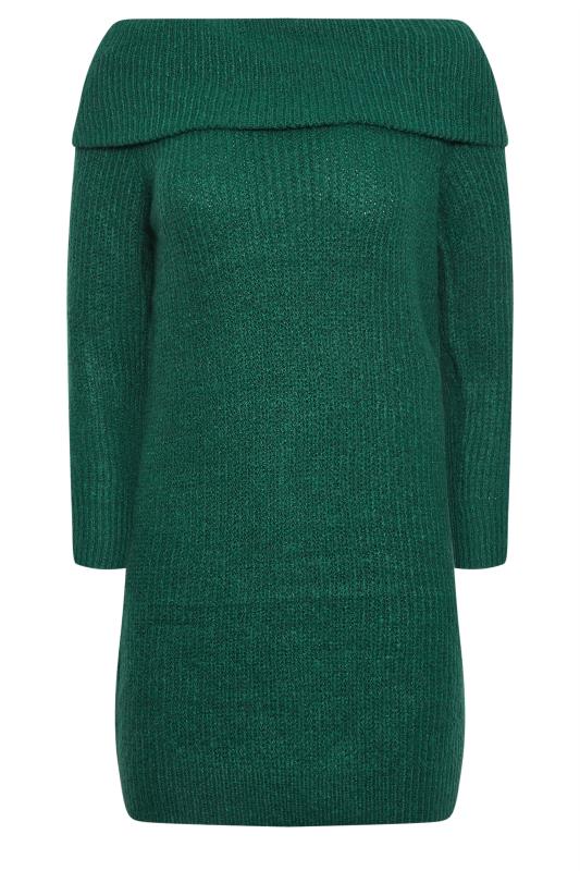 PixieGirl Green Bardot Tunic Knit Dress | PixieGirl 7