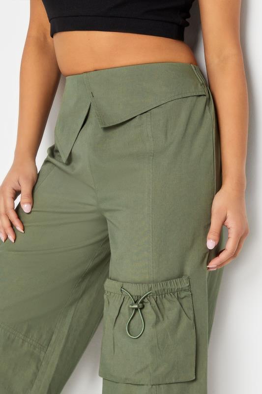 PixieGirl Khaki Green Fold Over Waist Cargo Trousers | PixieGirl 5