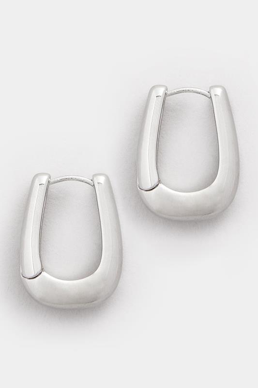 Silver Tone Square Hoop Earrings | Yours Clothing 1