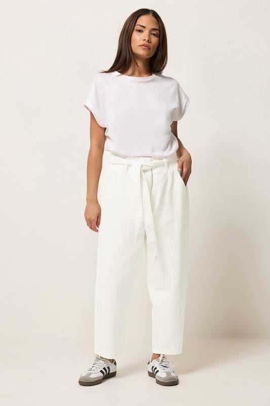  PixieGirl Petite White Belted Barrel Jeans