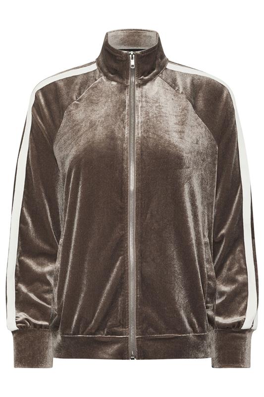 PixieGirl Petite Women's Brown Side Stripe Velvet Jacket | PixieGirl 6