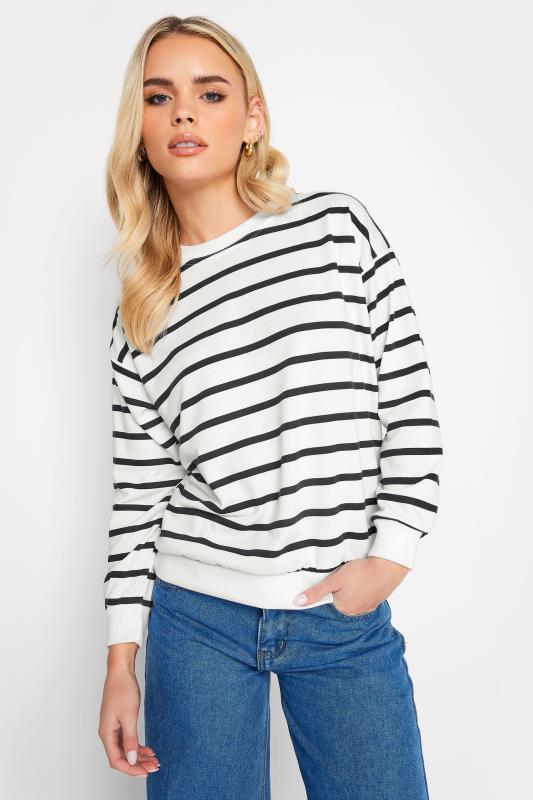 PixieGirl Petite White & Black Stripe Sweatshirt | PixieGirl  1