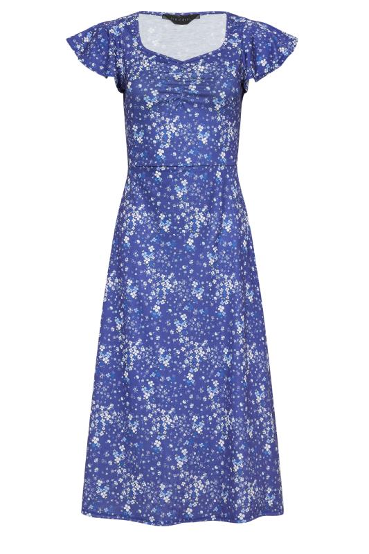 PixieGirl Petite Women's Dark Blue Ditsy Floral Print Midi Dress | PixieGirl 5