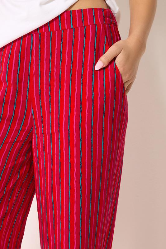 PixieGirl Petite Women's Pink & Red Stripe Wide Leg Trousers | PixieGirl 5