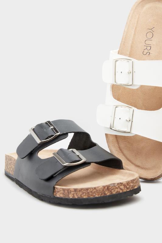 White Buckle Strap Footbed Sandals In Extra Wide EEE Fit | Yours Clothing 6