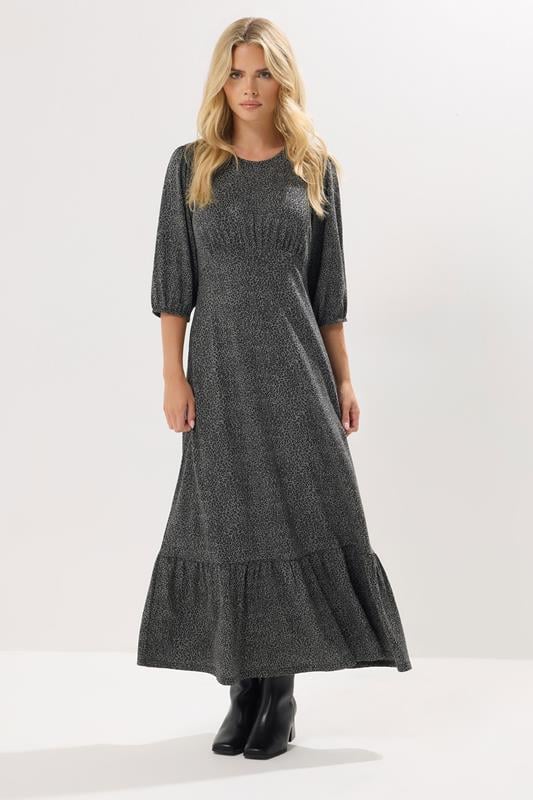 PixieGirl Petite Women's Grey Animal Midi Dress | PixieGirl 1