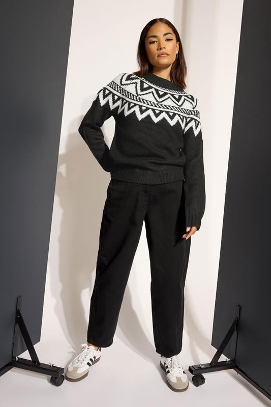 Petite  PixieGirl Petite Black Fairisle Roll Neck Jumper