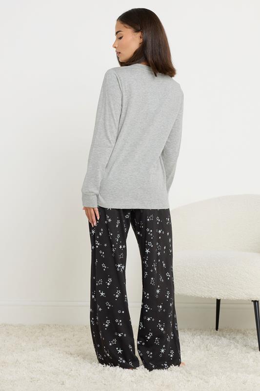 PixieGirl Petite Women's Black Star Graphic Wide Leg Pyjama Set | PixieGirl 3
