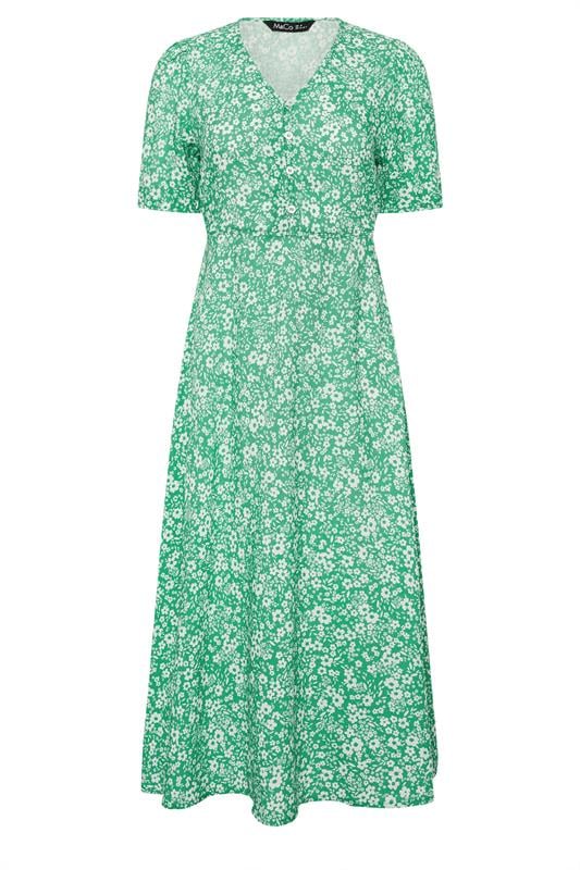 M&Co Petite Green Ditsy Floral Puff Sleeve Dress | M&Co  5