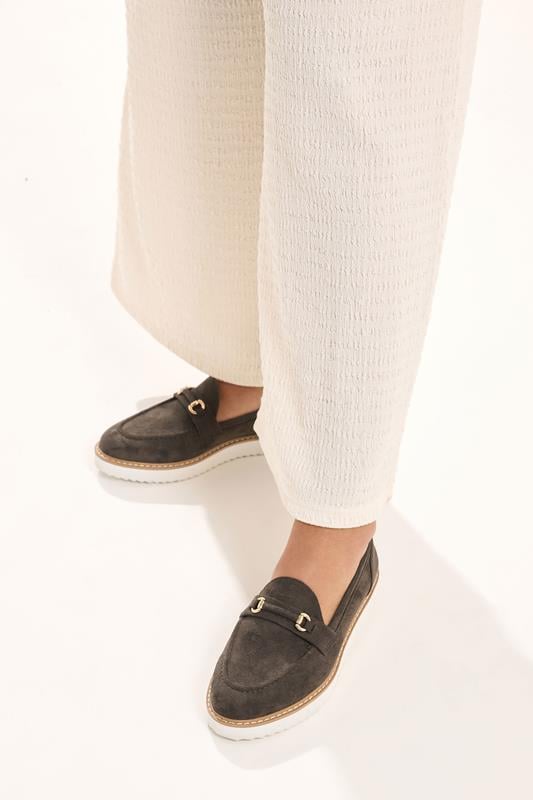 Chocolate Brown Faux Suede Snaffle Loafer In Wide E Fit