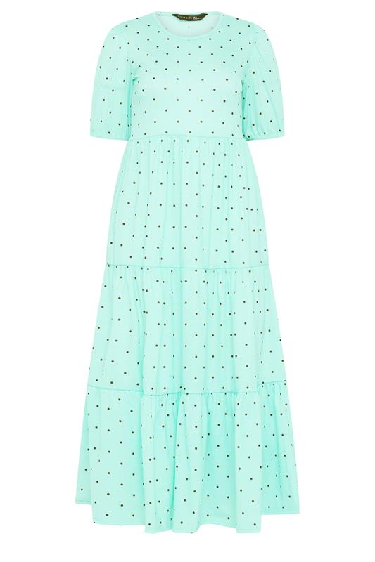 PixieGirl Petite Mint Green Polka Dot Tiered Maxi Dress