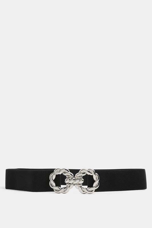 Black Elasticated Buckle Front Belt