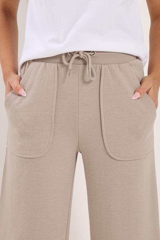 PixieGirl Petite Women's Natural Brown Pocket Patch Wide Leg Joggers | PixieGirl 4