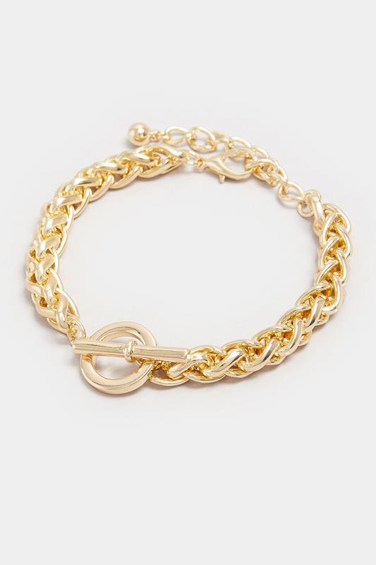 Gold Tone Linked Chain Bracelet | Yours Clothing 2