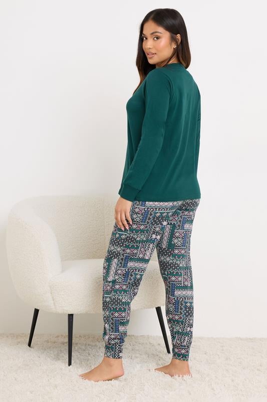 PixieGirl Petite Women's Green 'Let's Get Cosy' Snowflake Slogan Pyjama Set 3