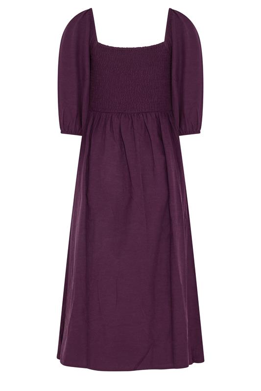 M&Co Petite Berry Purple Short Sleeve Embroidered Trim Maxi Dress | M&Co 6