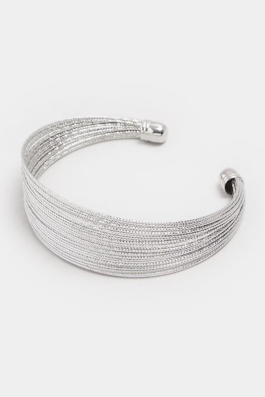 Silver Tone Multi Strand Cuff Bracelet | Yours Clothing 2