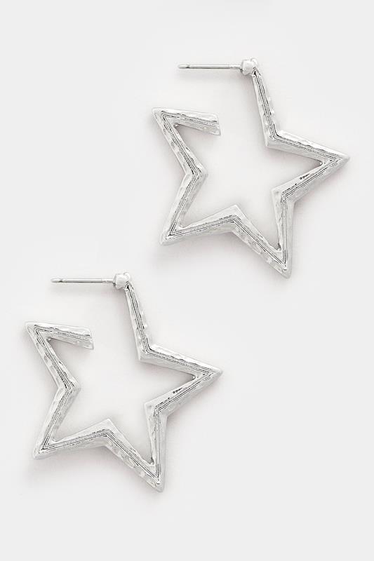 Silver Tone Star Diamante Earrings | Yours Clothing 2