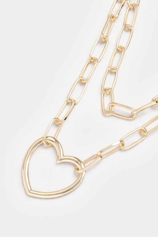 Gold Tone Pendant Heart Layered Chain Necklace | Yours Clothing 3