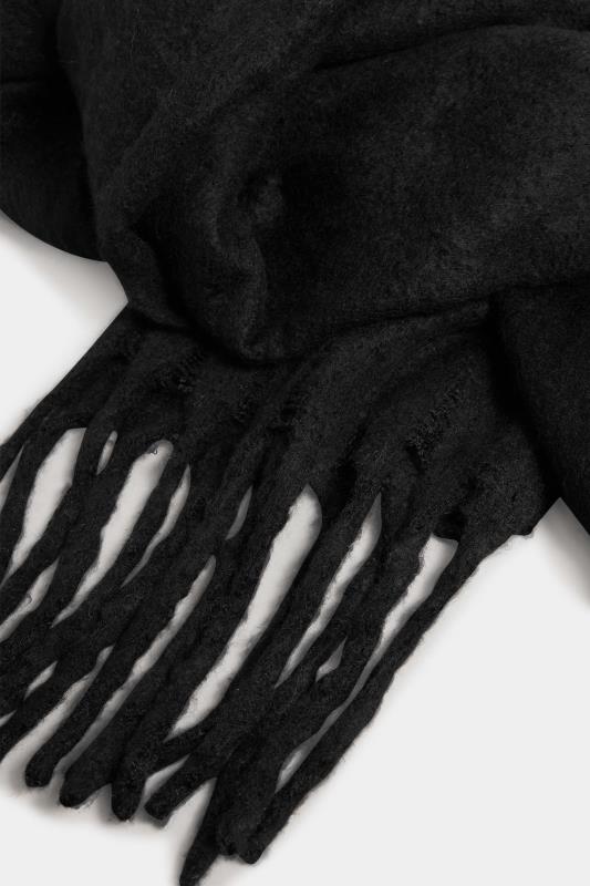 Black Super Soft Chunky Tassel Scarf | Yours Clothing 3