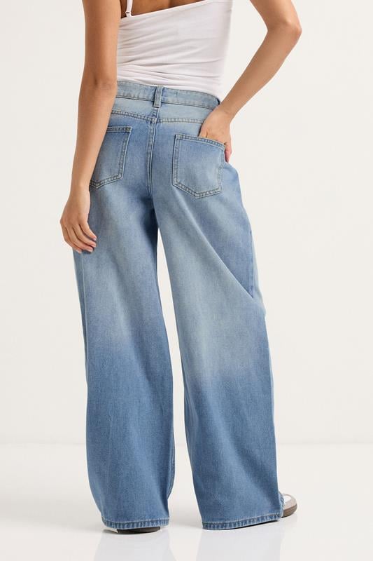 PixieGirl Petite Women's Blue Seam Front Wide Leg Jeans | PixieGirl 3
