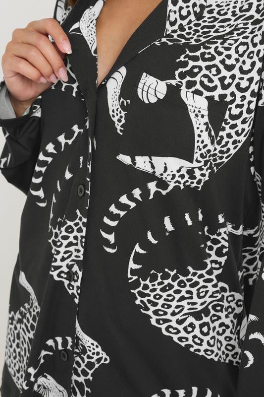 PixieGirl Petite Women's Black Soft Touch Leopard Pyjama Set | PixieGirl 4
