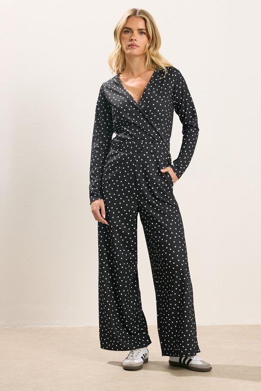PixieGirl Petite Women's Black Spot Wide Leg Jumpsuit | PixieGirl 2