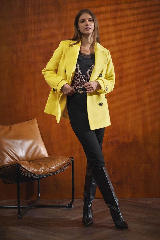 Women's  STAR Yellow Button Through Coat