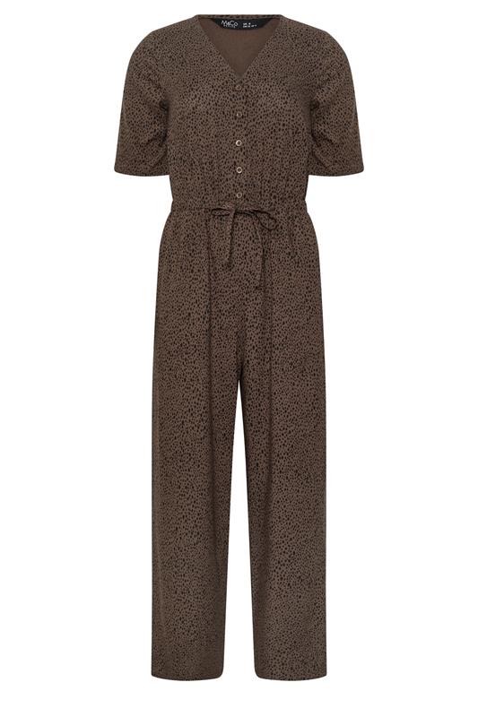M&Co Petite Brown Spot Print Short Sleeve Jumpsuit | M&Co 5