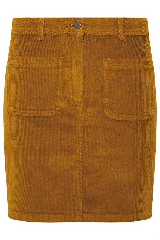 M&Co Petite Ocre Brown Cord A-Line Skirt | M&Co 5