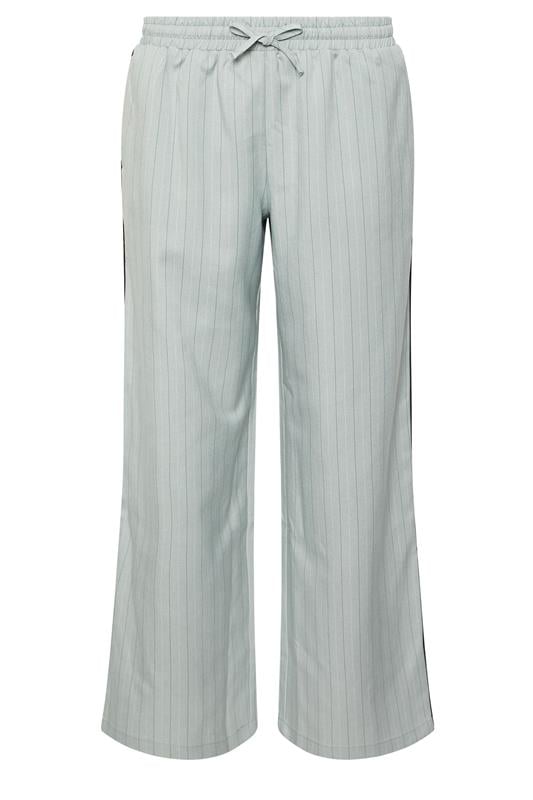 PixieGirl Petite Women's Blue Stripe Pull On Wide Leg Trousers | PixieGirl 1