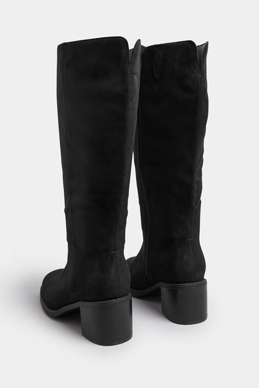 Black Faux Suede Block Heel Knee High Boots In Wide E Fit & Extra Wide EEE Fit | Yours Clothing 4