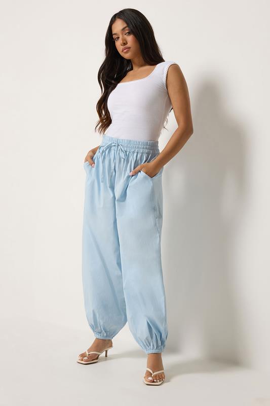 PixieGirl Petite Light Blue Cotton Poplin Balloon Leg Trousers