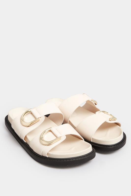 PixieGirl Cream Buckle Strap Sandals In Standard D Fit | PixieGirl  2