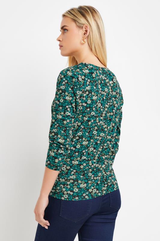 M&Co Petite Green Ditsy Floral Wrap Top | M&Co 2