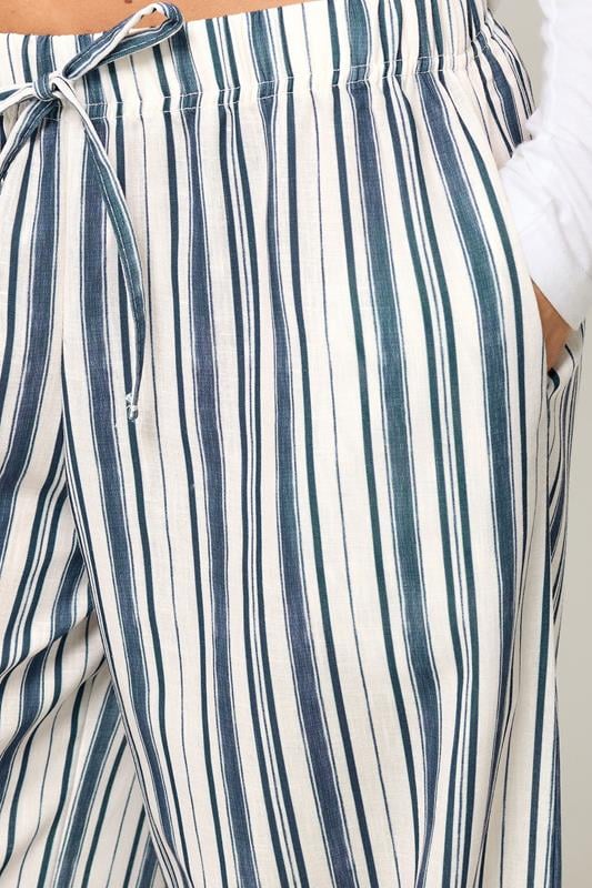 PixieGirl Petite Women's Blue Striped Wide Leg Trousers | PixieGirl 4