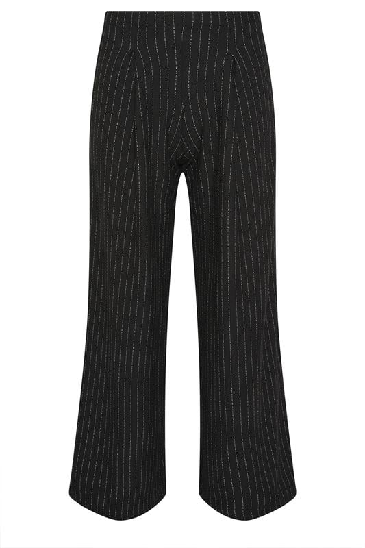 Petite  PixieGirl Petite Black Pinstripe Palazzo Wide Leg Trousers