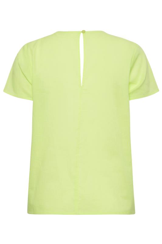 Petite Lime Green Broderie Short Sleeve Top | PixieGirl 7