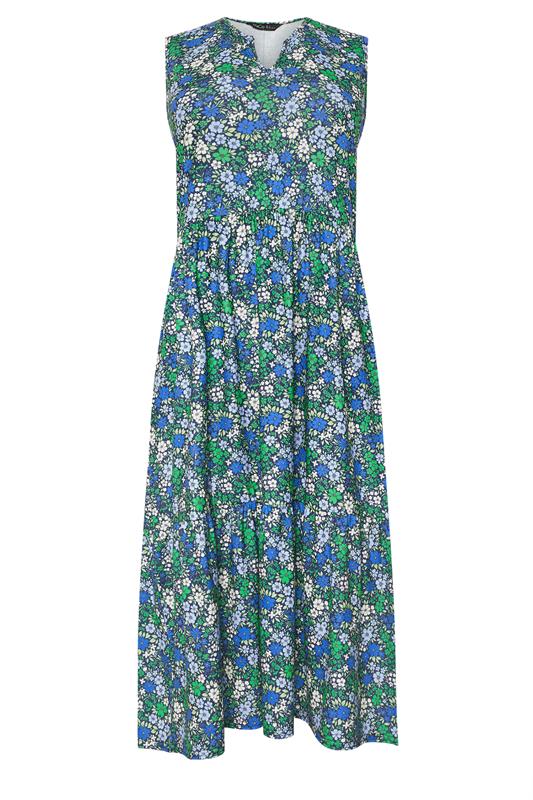 M&Co Petite Blue Floral Ditsy Print Sleeveless Dress | M&Co 5