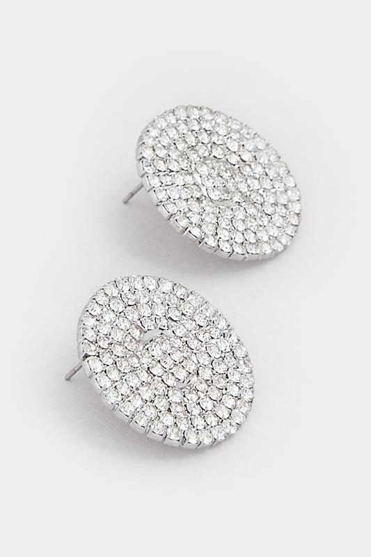Silver Tone Diamante Disc Stud Earrings | Yours Clothing 3