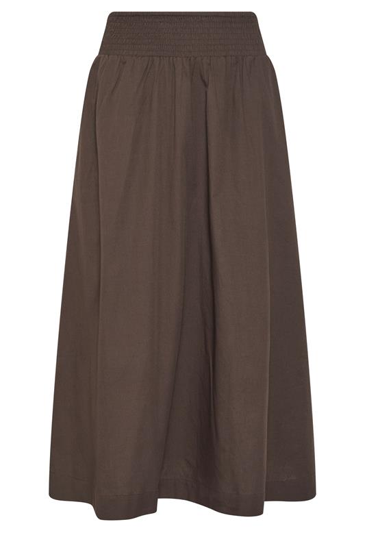 PixieGirl Petite Women's Chocolate Brown Poplin Shirred Cotton Maxi Skirt | PixieGirl 5