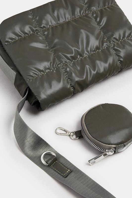 Khaki Green Quilted Cross Body Bag | Yours Clothing 5