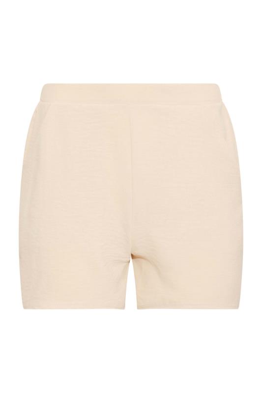Petite Beige Brown Textured Shorts | PixieGirl  4