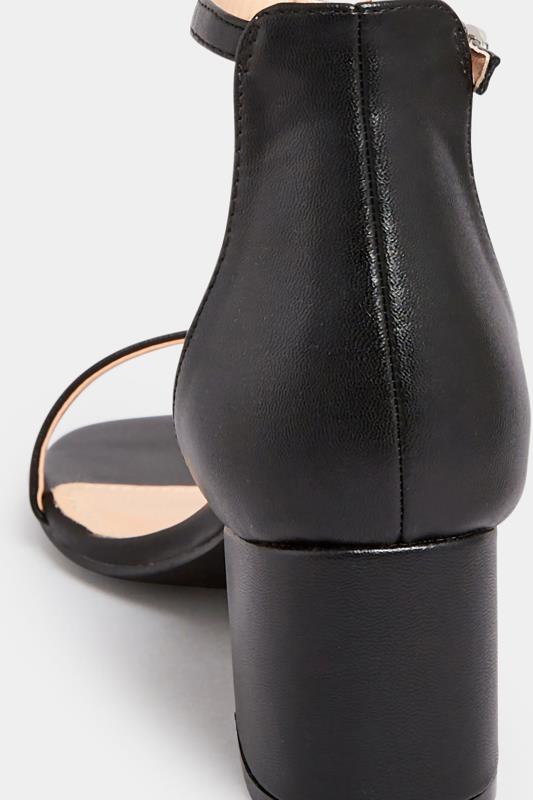 PixieGirl Black Mid Block Heel Sandals In Standard Fit | PixieGirl 4