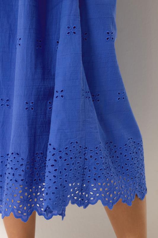 M&Co Petite Blue Broderie Cotton Midi Dress | M&Co 4