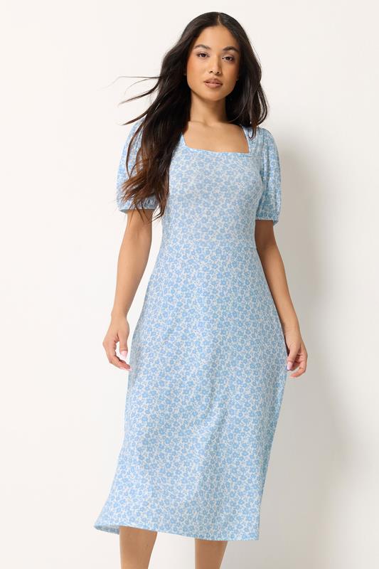 PixieGirl Petite Blue Ditsy Floral Midi Dress
