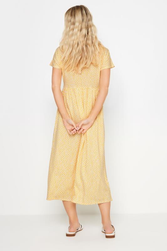PixieGirl Petite Women's Yellow Ditsy Floral Print Midi Smock Dress | PixieGirl 3