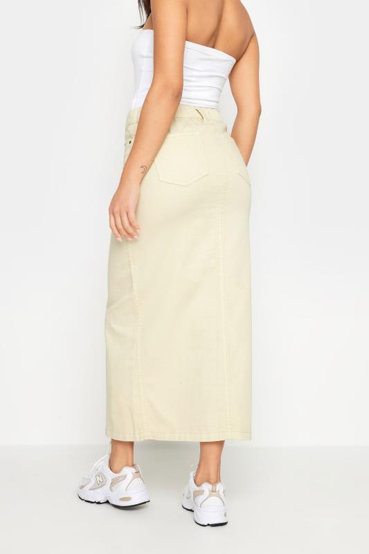 PixieGirl Petite Women's Natural Brown Denim Split Maxi Skirt | PixieGirl  4