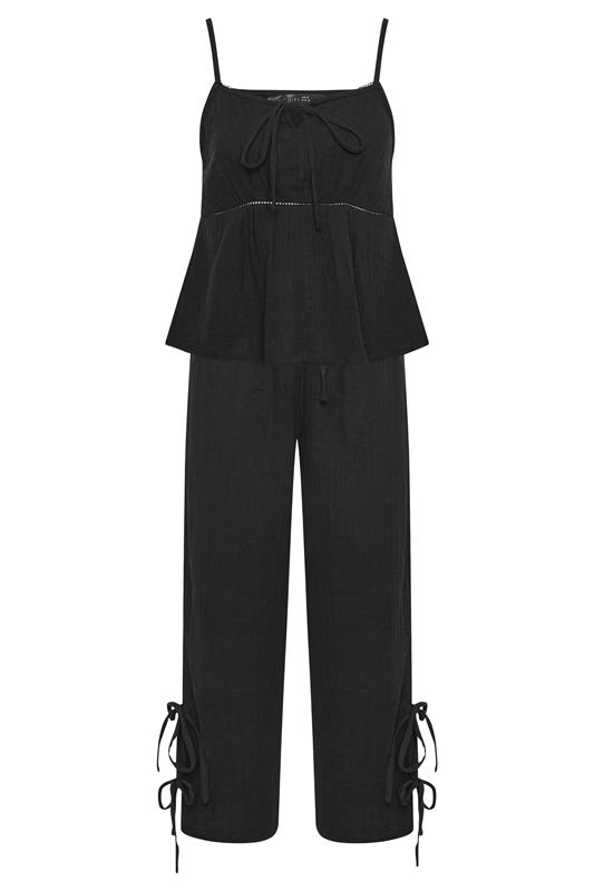 PixieGirl Petite Women's Set Black Cotton Cheesecloth Top & Trousers | PixieGirl 9