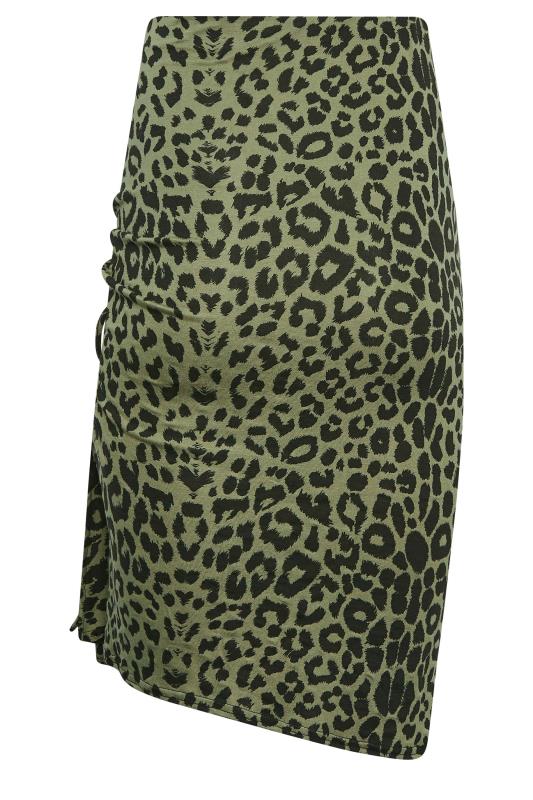 PixieGirl Sage Green Leopard Print Ruched Skirt | PixieGirl 6